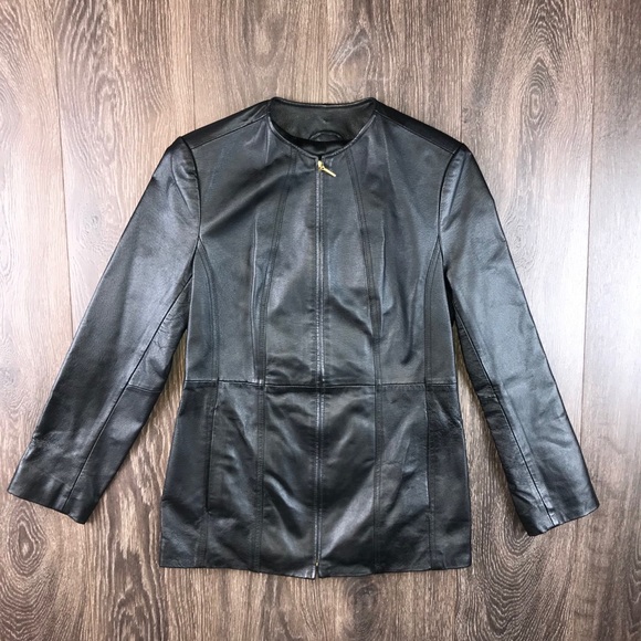 Terry Lewis Classic Luxuries Women’s Full Zip Genuine Black Leather Jacket Sz XS - Picture 3 of 6